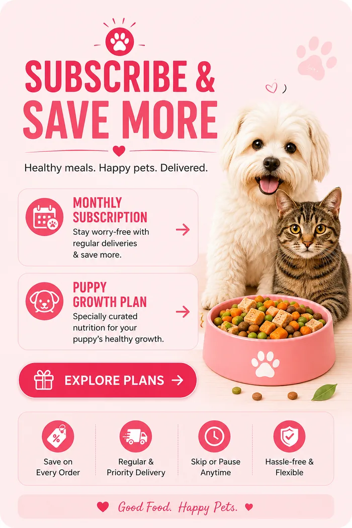 Subscribe & Save More — explore PawThali plans